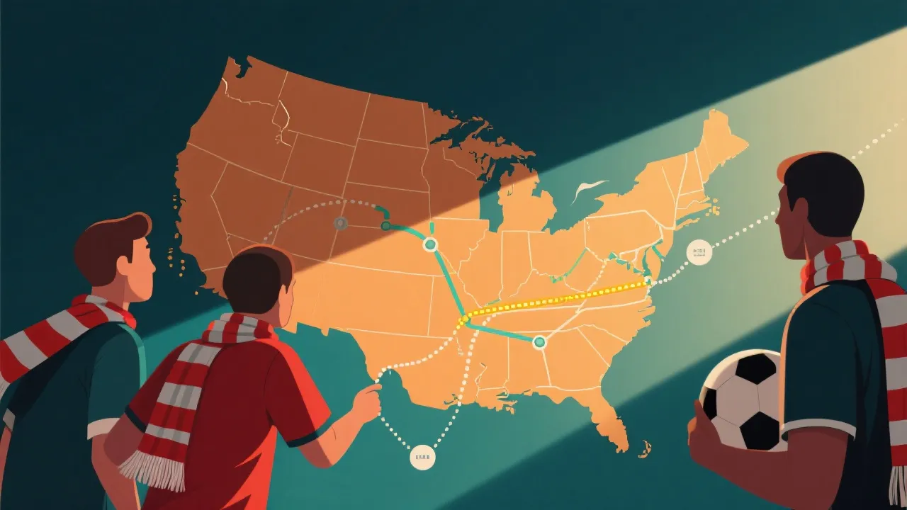 北美三国联合主办世界杯的跨境观赛动线示意